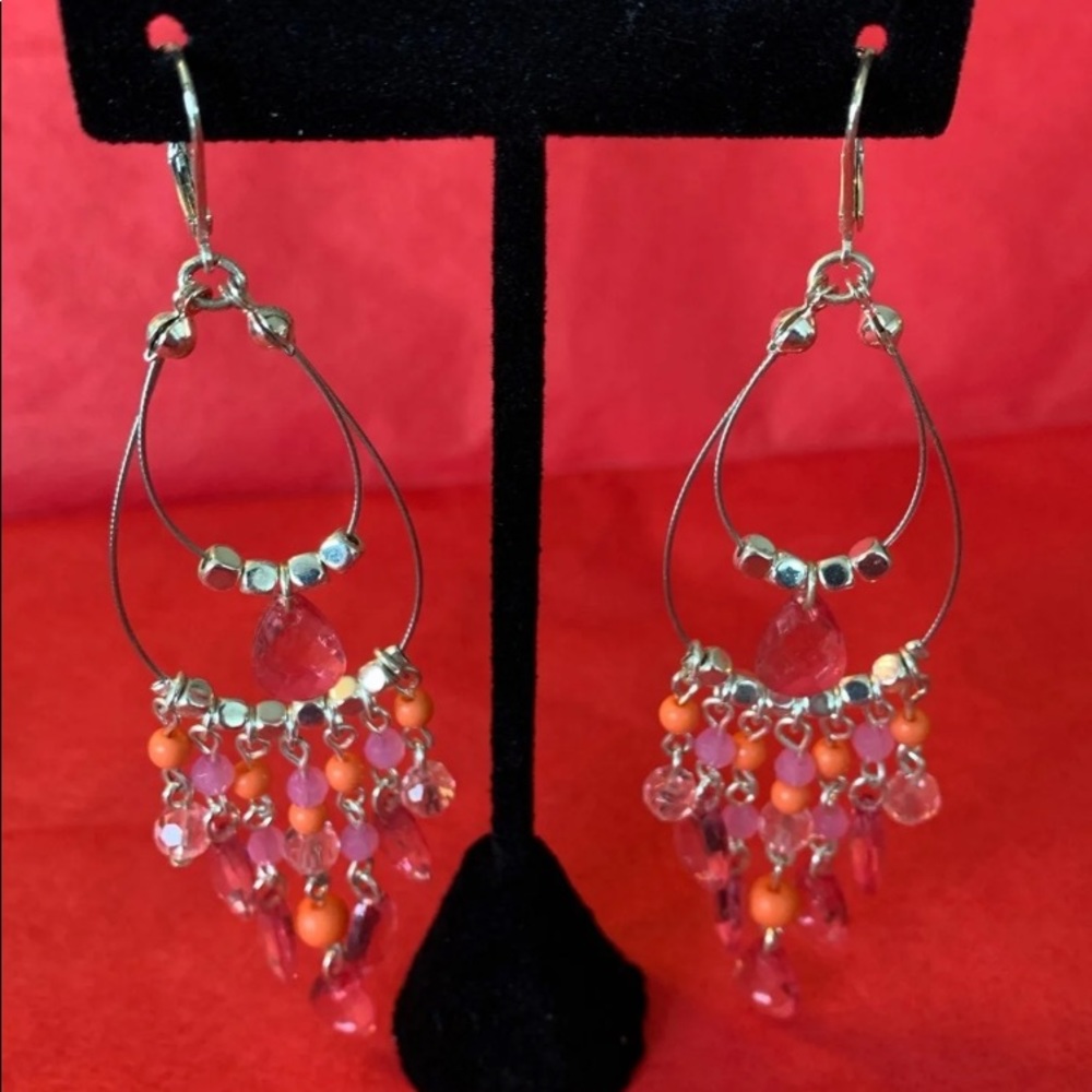 🔴 Pink candies dangle earrings
